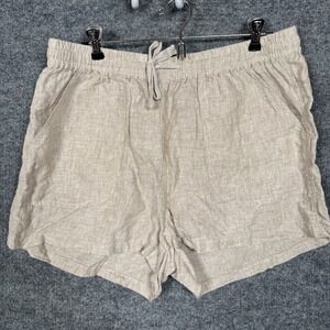 Quince Womens Size Large Shorts Cream 100% European Linen Drawstring Sustainable